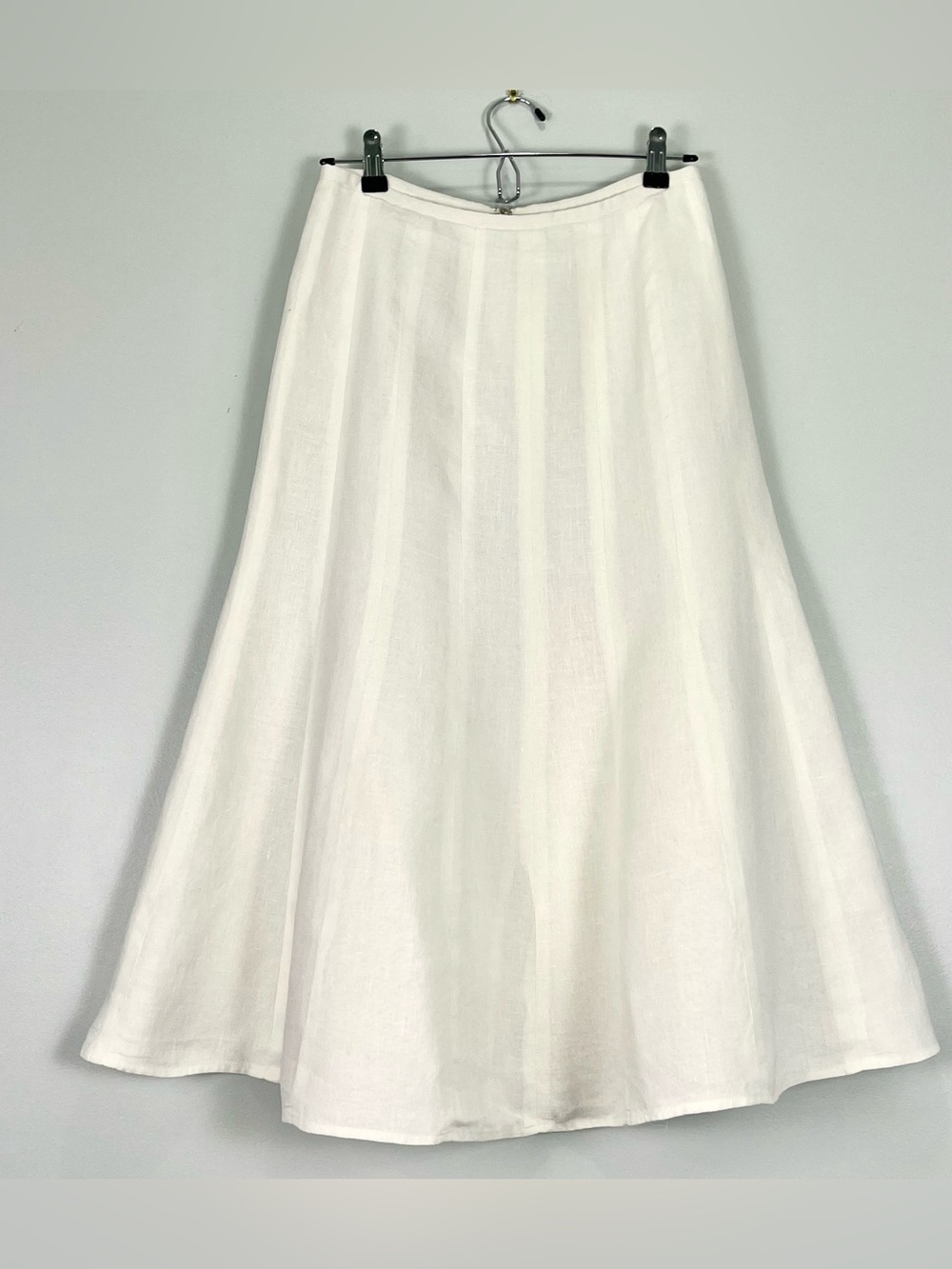 TALBOTS White 100% Irish Linen A-Line Midi Skirt Lined Size 6 Petite